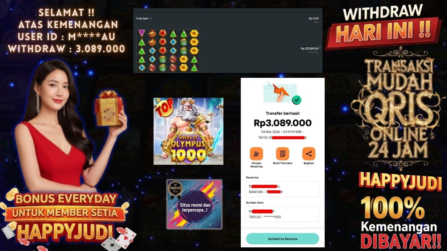 HAPPYJUDI JACKPOT SLOT GATES OF OLYMPUS 1000